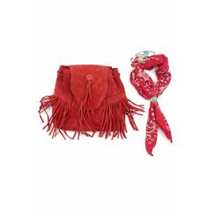 Red Suede Fringe Convertible Mini Backpack Crossbody Bag Western Festival Boho